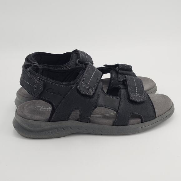 Mens Clarks Walkford Walk Sandals - Black Leather 10.5 W New NWT main image 5